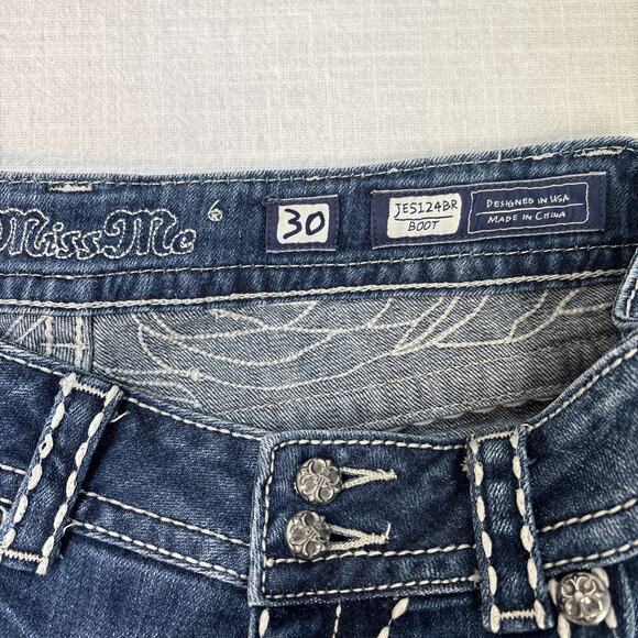 Miss Me Bling Pocket Bootcut Y2K Inspired Jeans Western Glam Cowgirl Denim sz 30 - Picture 12 of 16